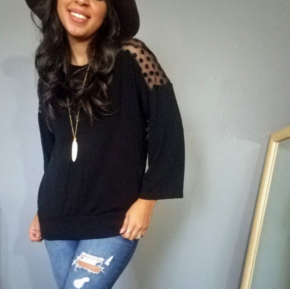 LE VIE EN POLKA DOTS JERSEY SWEATER TOP - Picture 4 of 5